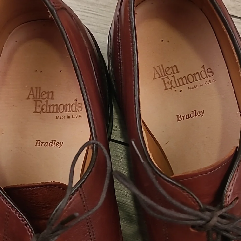 ALLEN EDMONDS Bradley Cherry Brown‎ Leather Sz 10 B Mens Split Toe Dress Shoes